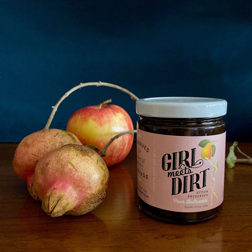 Girl Meets Dirt Pear Balsamic and Orange Peppered Pear spoon preserves. 