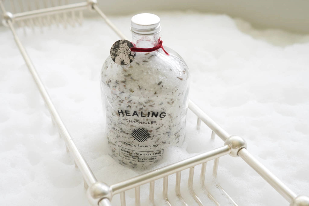 Bath Salt labeled 'Healing' on a white surface