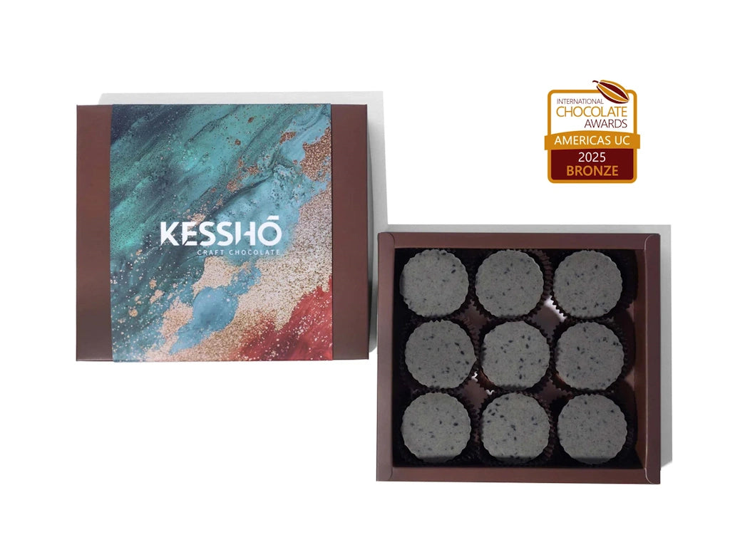 Black sesame chocholate butter cups from Kessho. Available from Campanula Design Studio, Seattle florist and gift basket company in the Magnolia neighborhood.