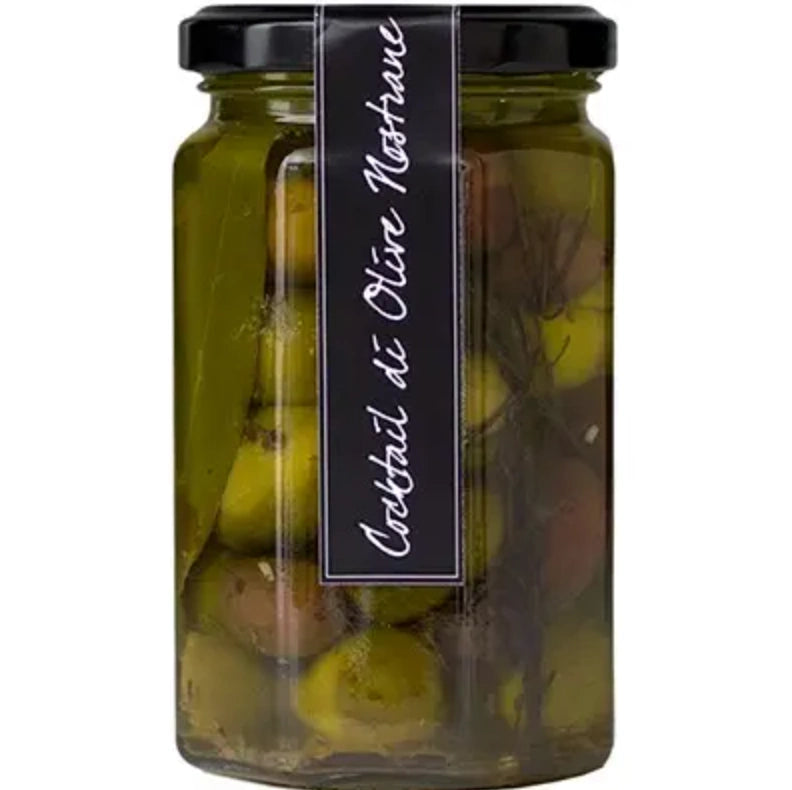 From Campanula Design Studio: Casina Rossa Mixed Olive Salad - Delicious mix of Leccino, Nocellara del Belice, and Cerignola olives ready to set in a bowl for snacking, cocktails, parties.