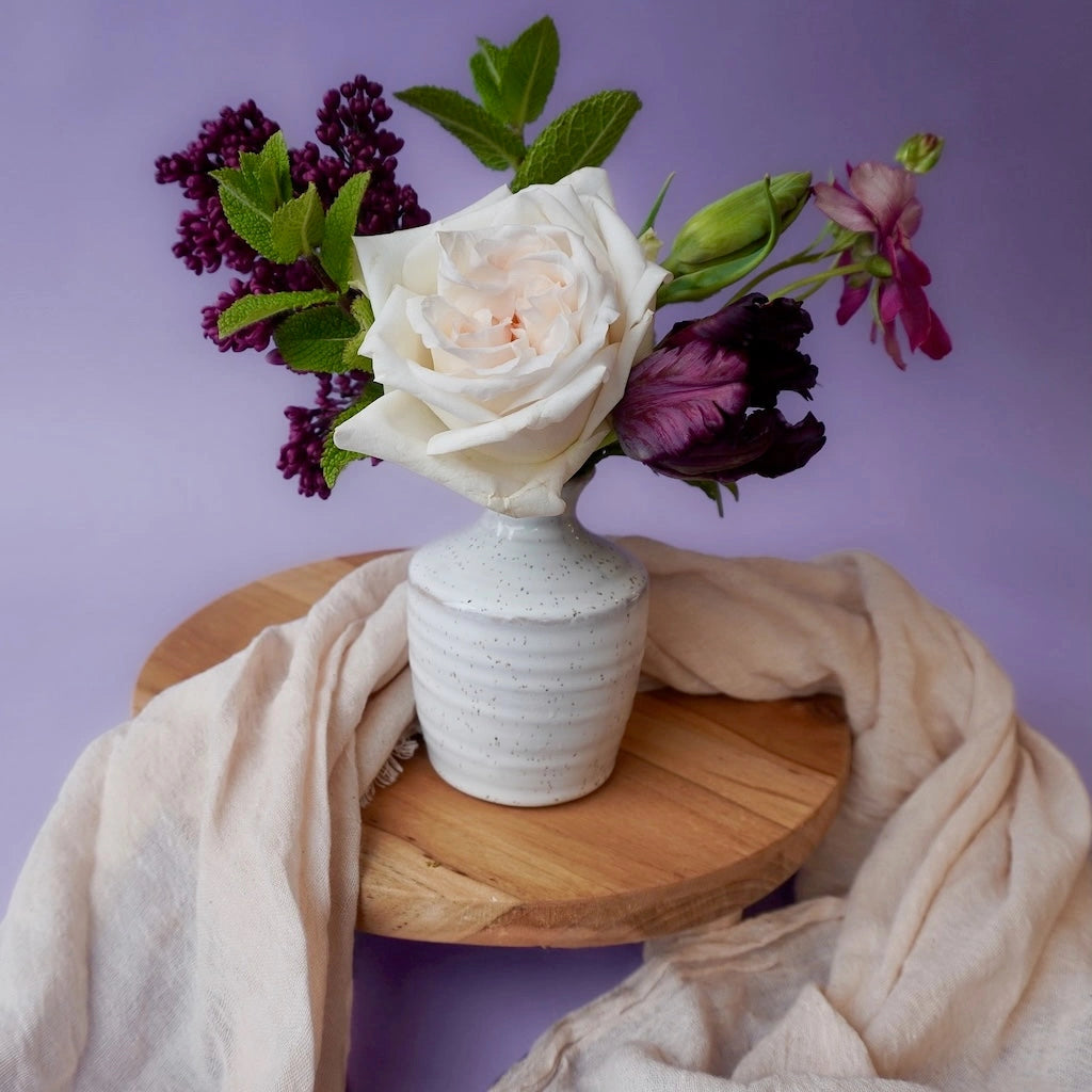 Ceramic bud vase of flowers - you choose the palette - from Campanula Design Studio of Seattle.