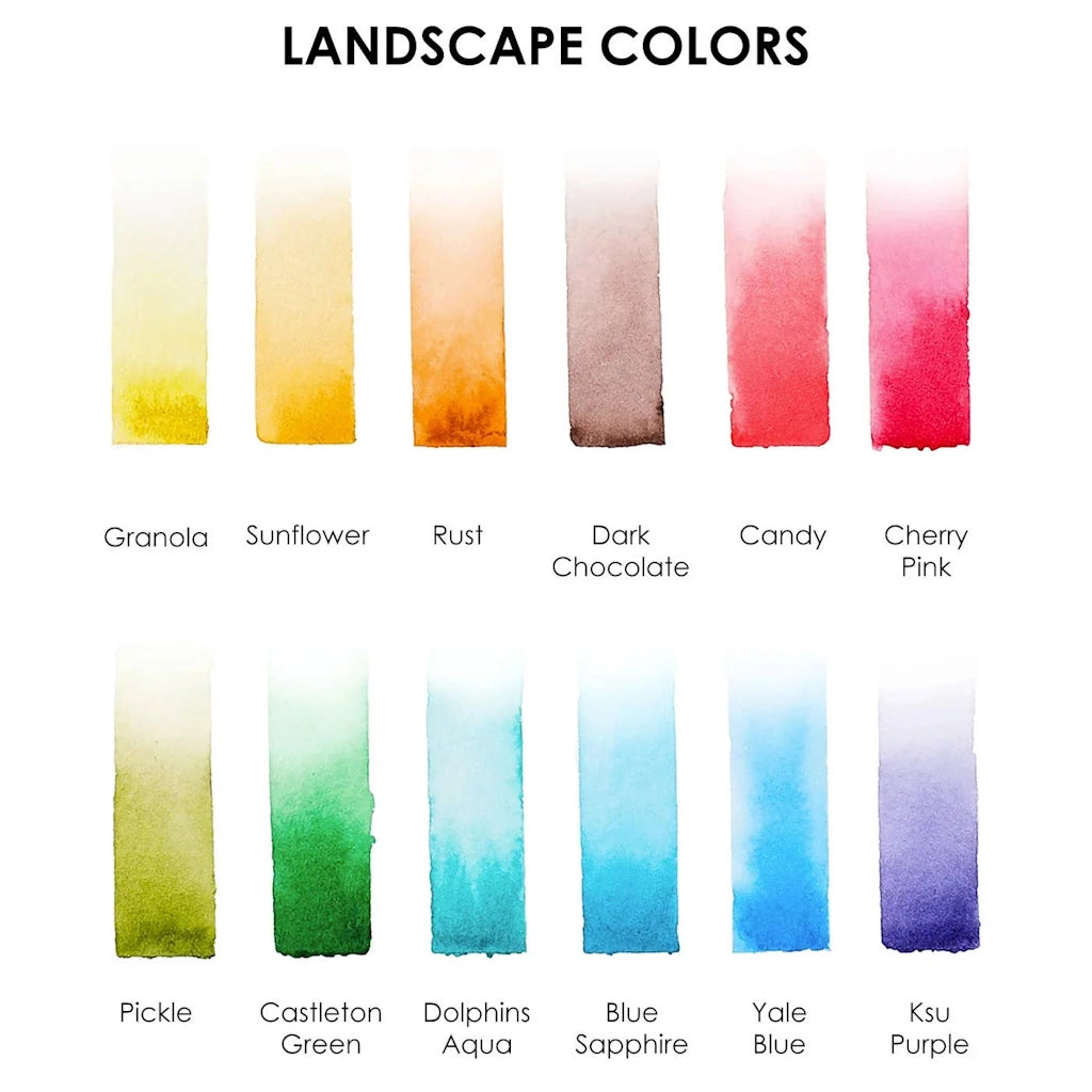 Set of five palettes of watercolors.  Available from Campanula Design Studio, Seattle florist and gift basket company in the Magnolia neighborhood.