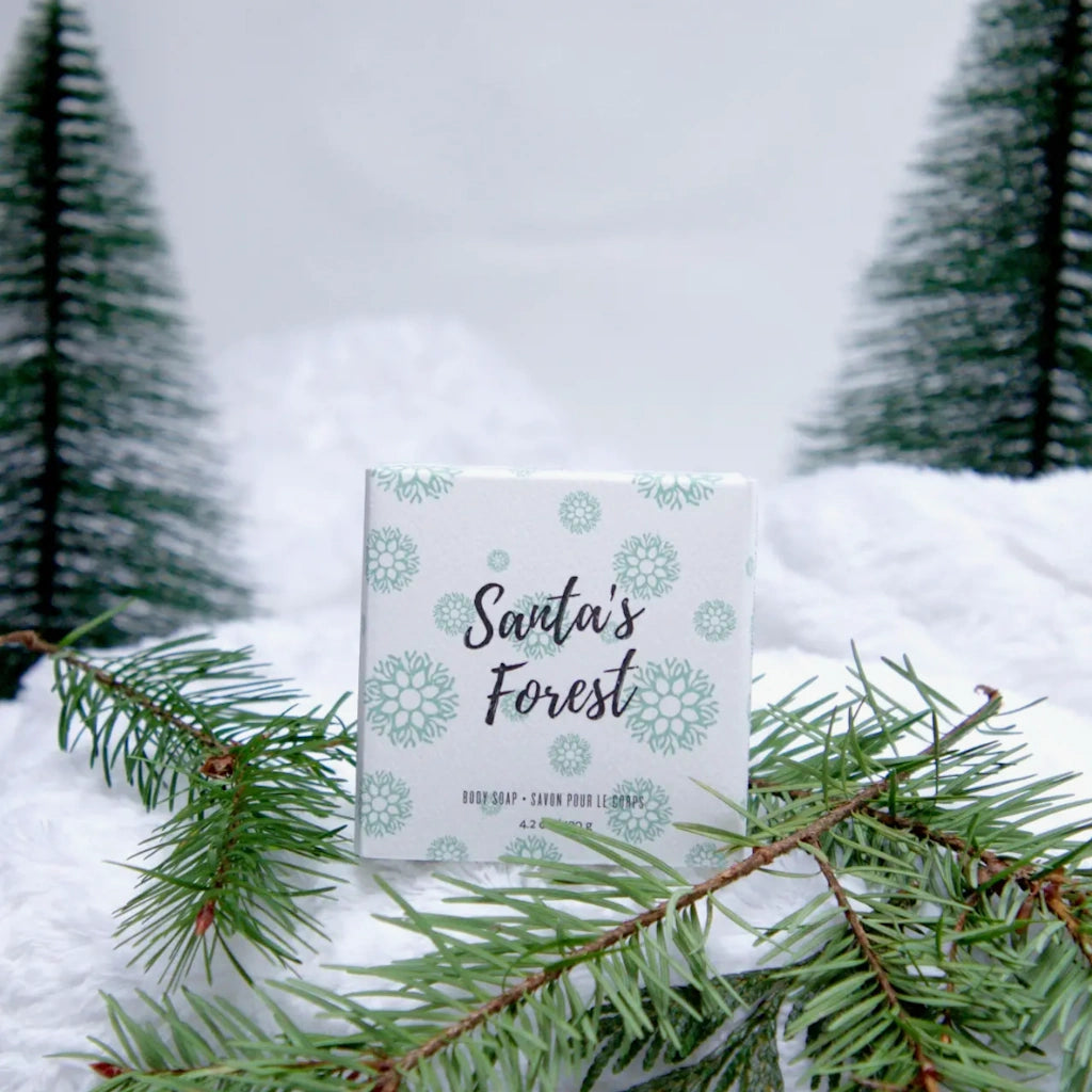 From Campanula Design Studio: Sealuxe Santa's Forest Soap -Reminisce about a freshly-cut Christmas tree with the refreshing scents of cedar wood and fir. Made with all-natural oils, this soap bar is designed to treat breakouts, remove skin impurities, and combat congestion. Scent: Fir
