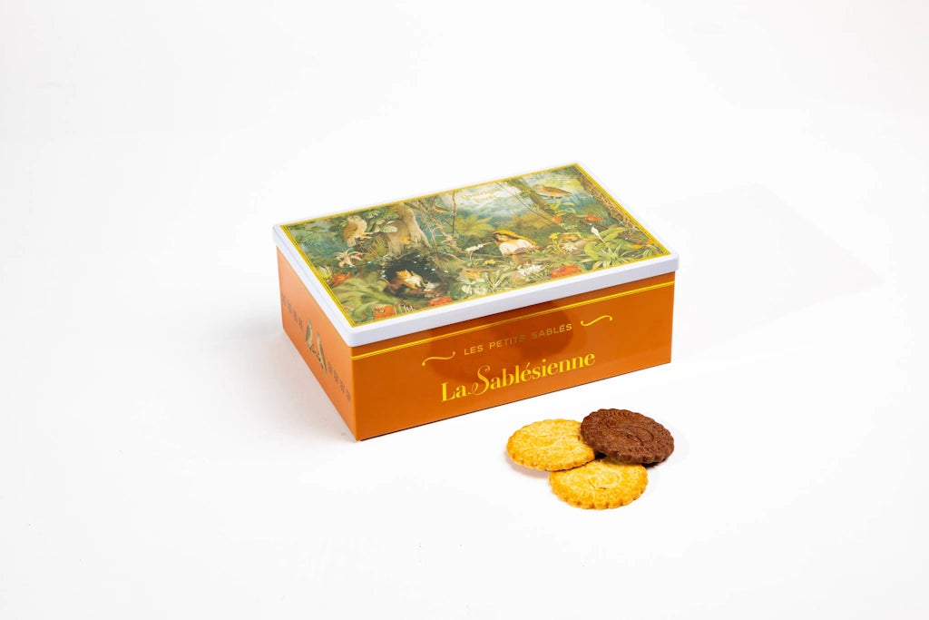 A beautiful tin of french chocolate and apricot shortbread cookies