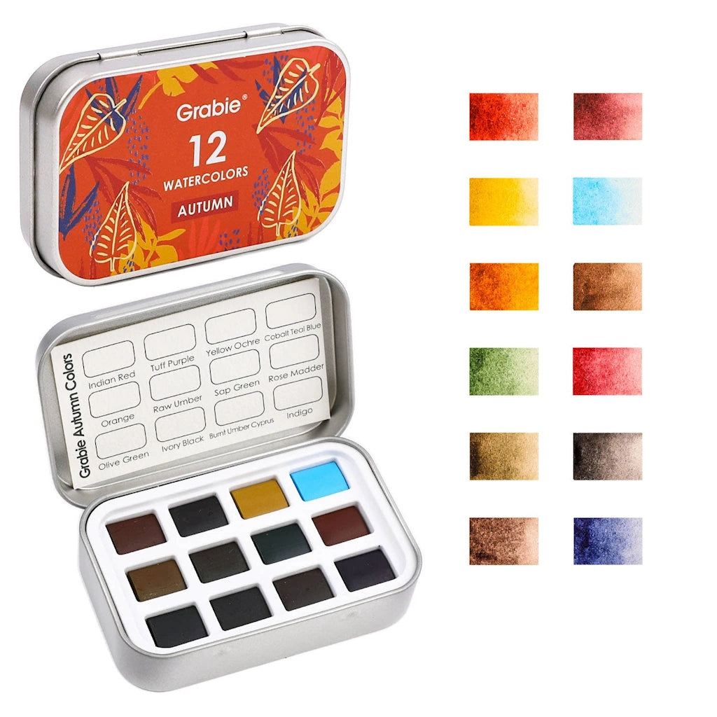 Set of five palettes of watercolors.  Available from Campanula Design Studio, Seattle florist and gift basket company in the Magnolia neighborhood.