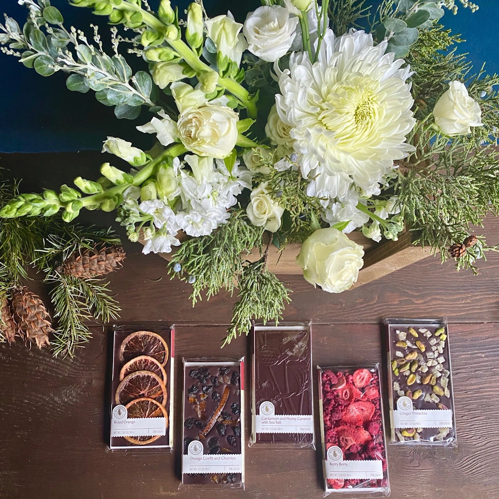 Wildwood Chocolate Bars are perhaps the world's most delicious work of art. Available in gift baskets from Campanula Design Studio for delivery in Seattle or individually for nationwide shipping.
